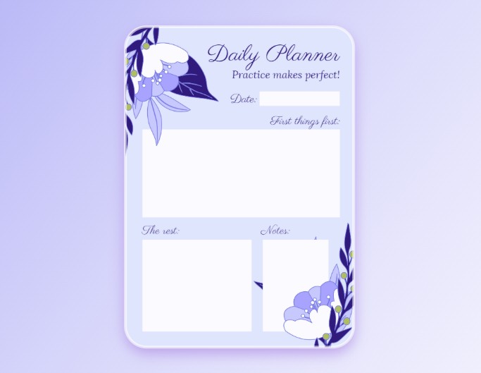 Modèle d'agenda journalier personnalisé