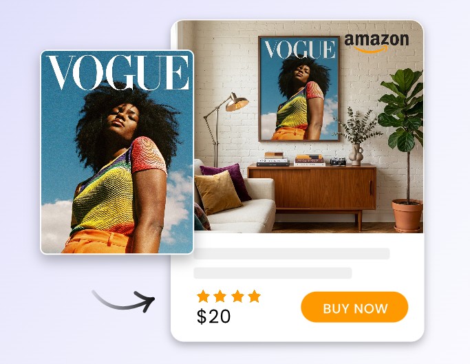 Design a poster mockup for home decocation and use it as an amazon listing