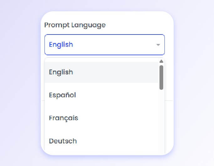 Different language options for ai image describer