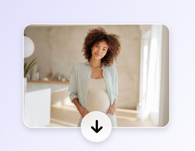 Download a photo of a woman with ai pregnant filter applied