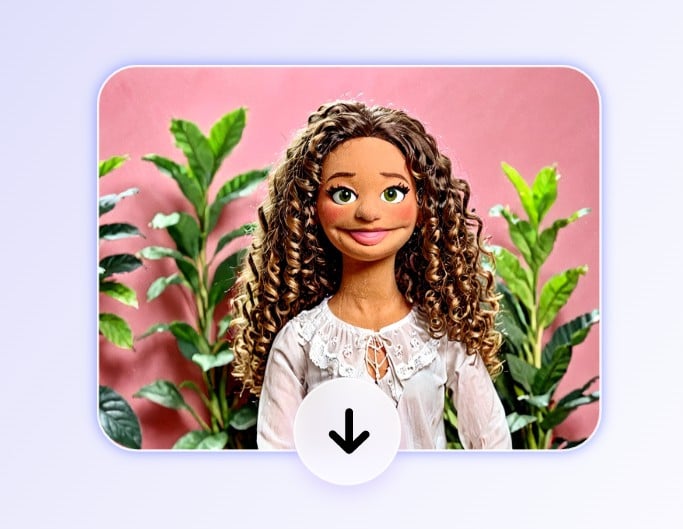 Download muppet style picture of a girl with long curly hair