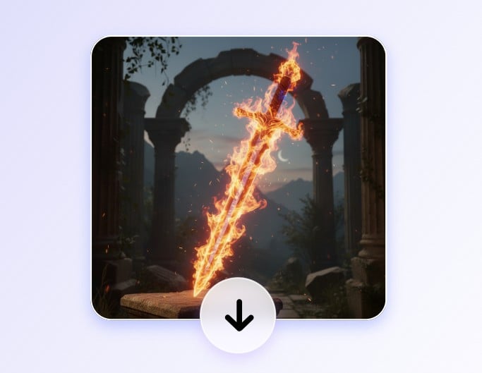 Descarga gratis la espada larga combinada con la llama generada por IA