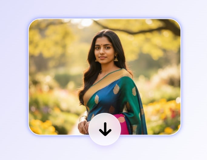 Download the photo of the girl wearing silky blue saree