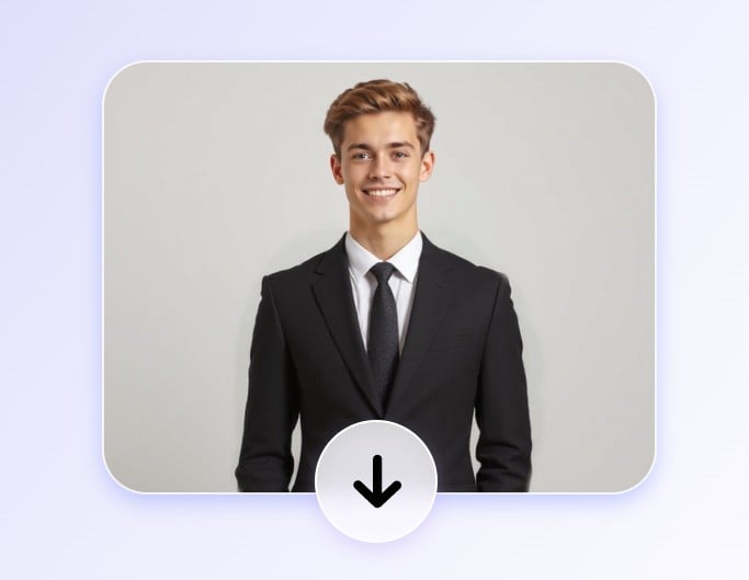 Download the photo of the man after adding a suit