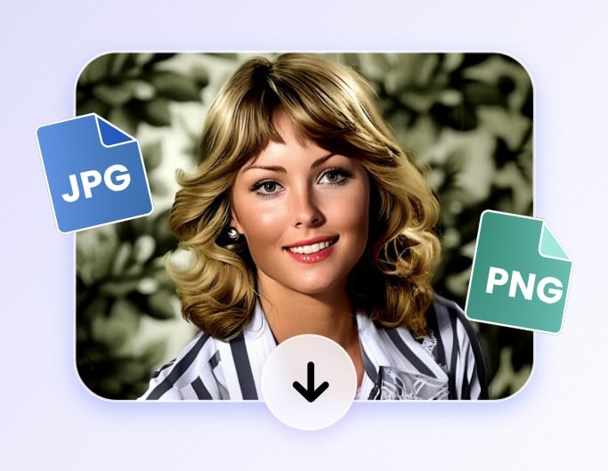 Download your colorized image in PNG or JPG format