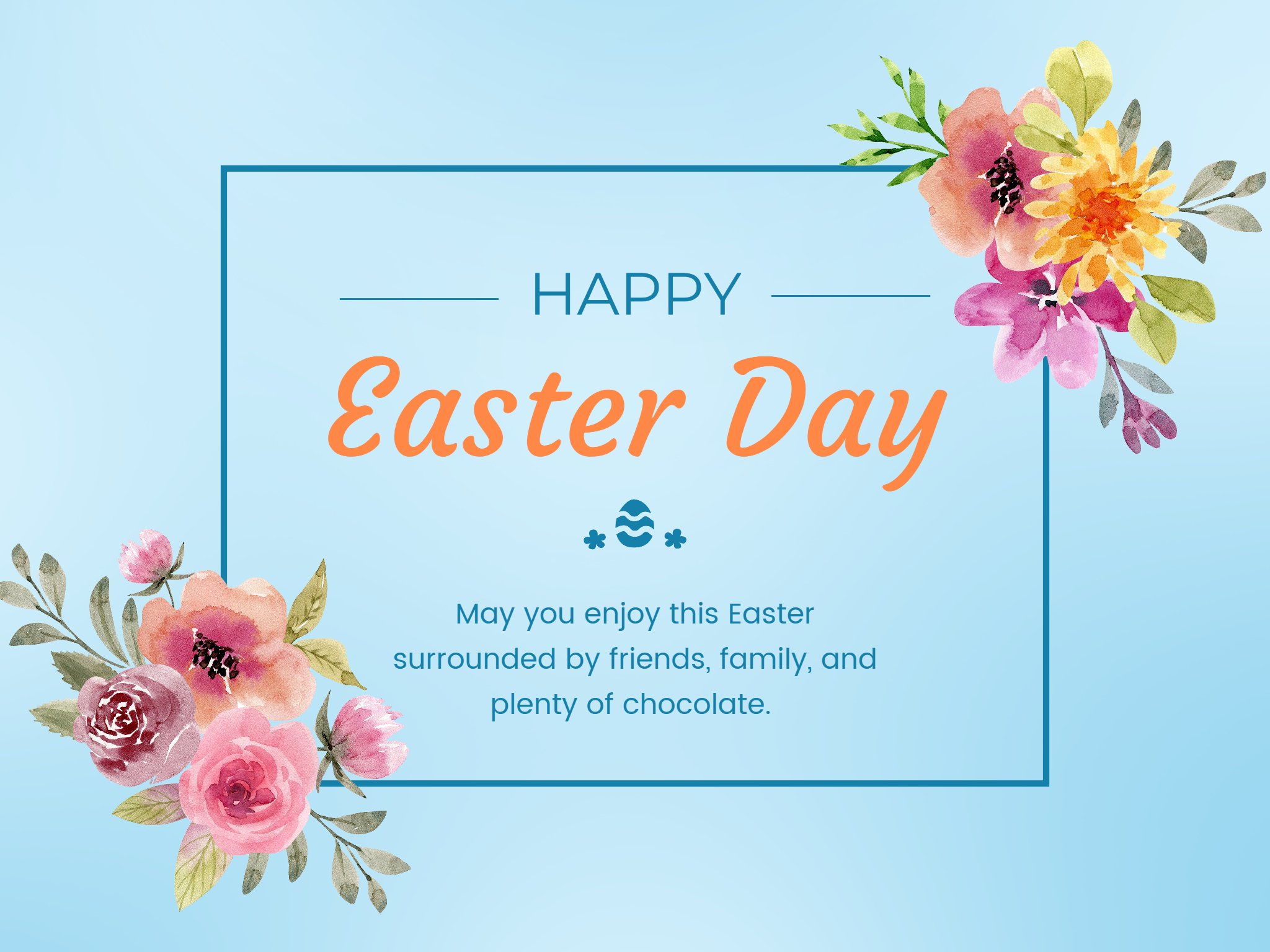 Ostern Grußkarte mit Ostern Botschaften in einem blauen Hintergrund