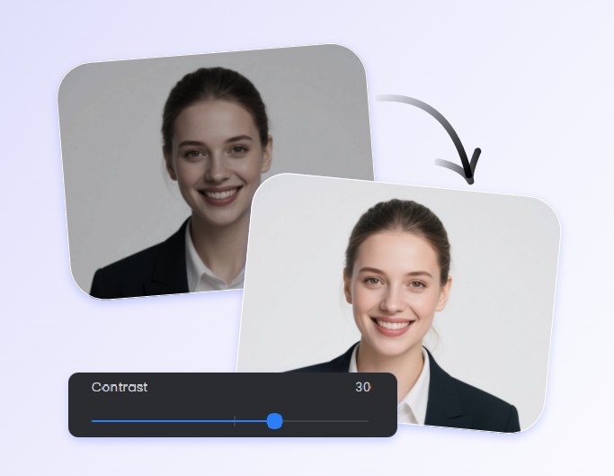 Edit and adjust a resume photo of a woman in fotor