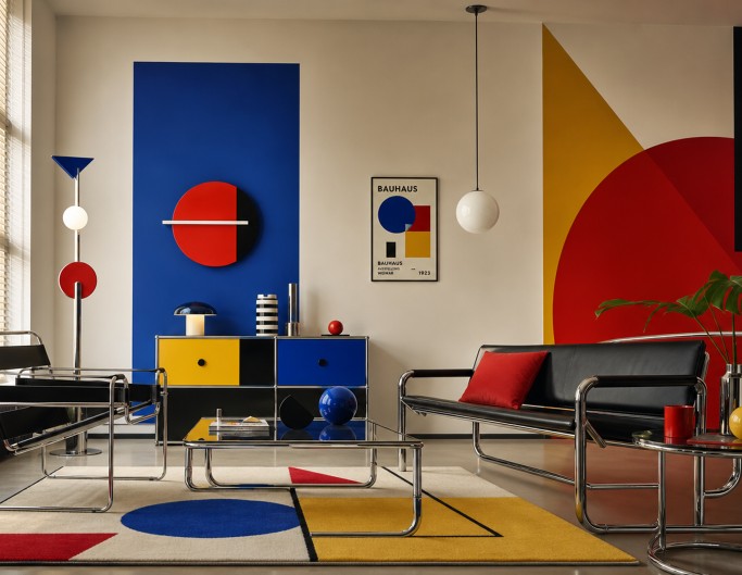 Ein ki generiertes raumgestaltung bild in bauhaus stil