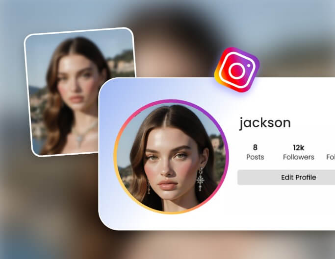 Enhance a beautiful womans social media profile picture