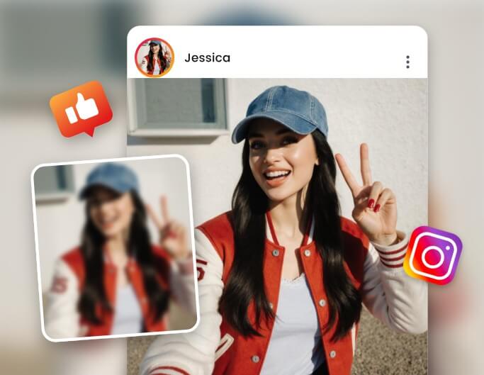 Enhance a girls selfie and share it on social media