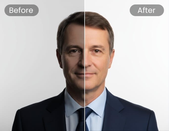 Enhance a low quality ID photo of a man