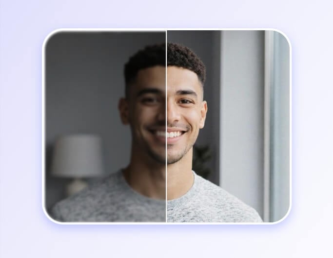 Enhance a low quality photo of a man with ai in one click