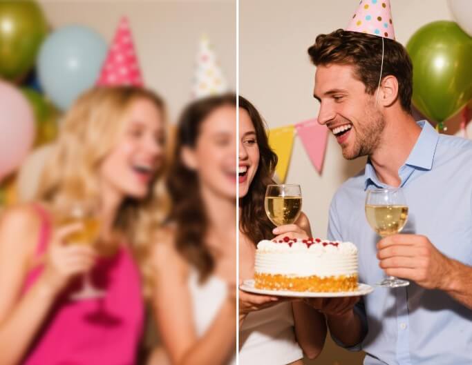 Enhance a portrait photo from a birthday celebration