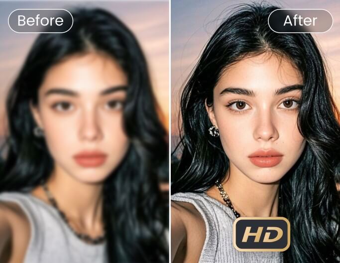 Enhance a womans face photo resolution to hd