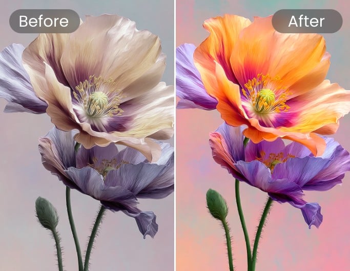 Enhance the color and contrast of a flower photo