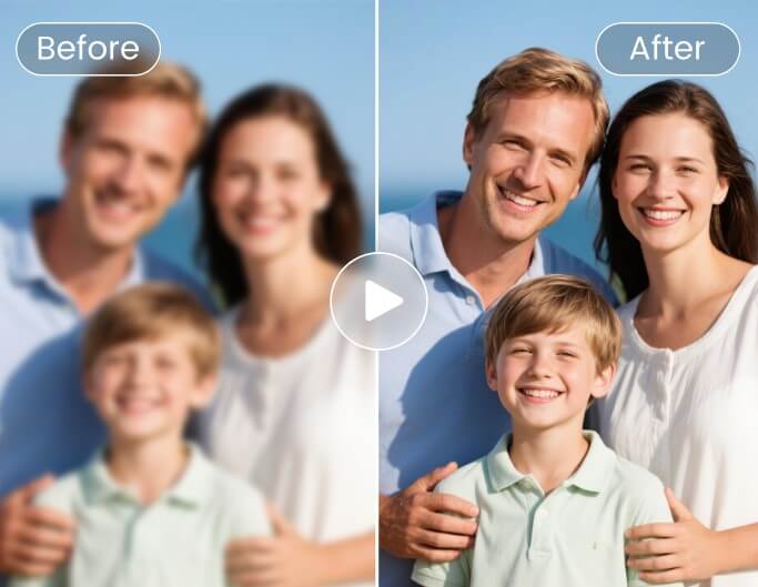Enhance the quality of a family portrait video with fotor ai video enhancer