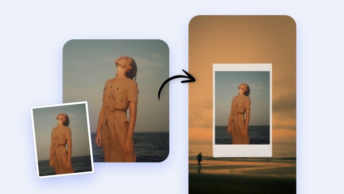 Enlarge an aesthetic girl image for wallpaper creation