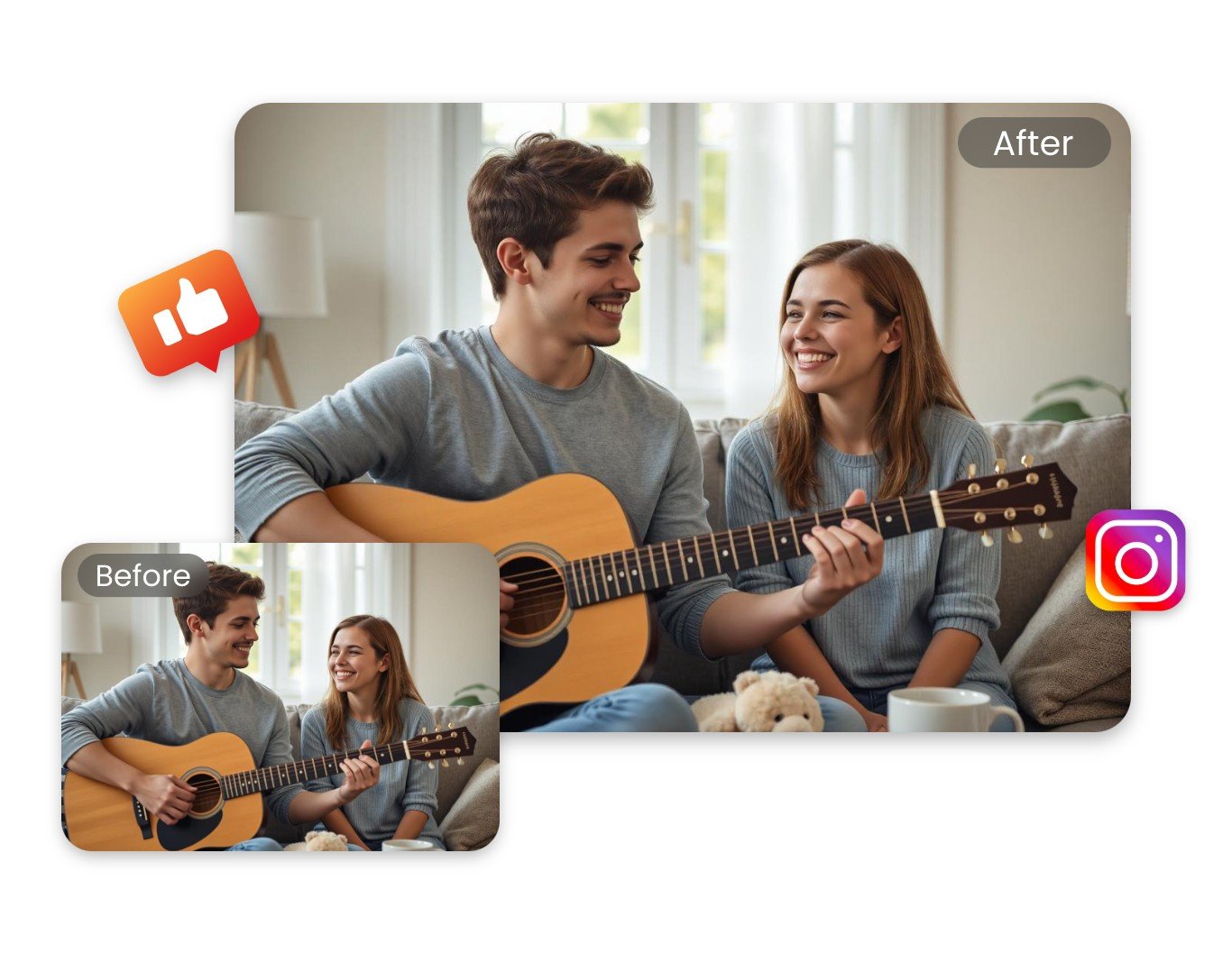 Enlarge social interaction picture using fotor image enlarger