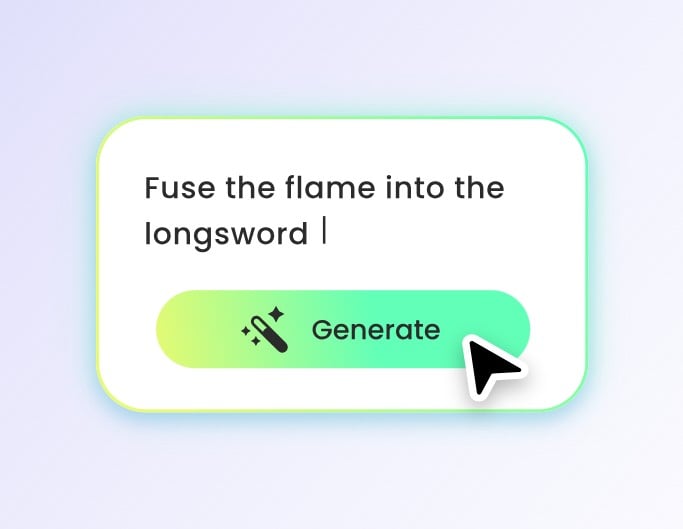 Introduce indicaciones para fusionar la llama con la espada larga y combinar las imágenes images