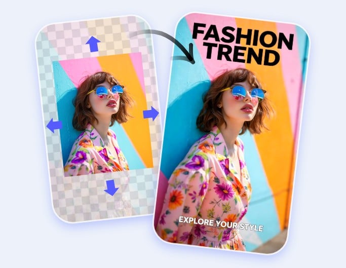 Extend a woman portrait to 9x16 for poster design