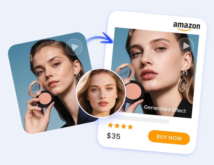 Effet de face swap vidéo pour le marketing et la publicité, mettant en scène la création de publicités cosmétiques