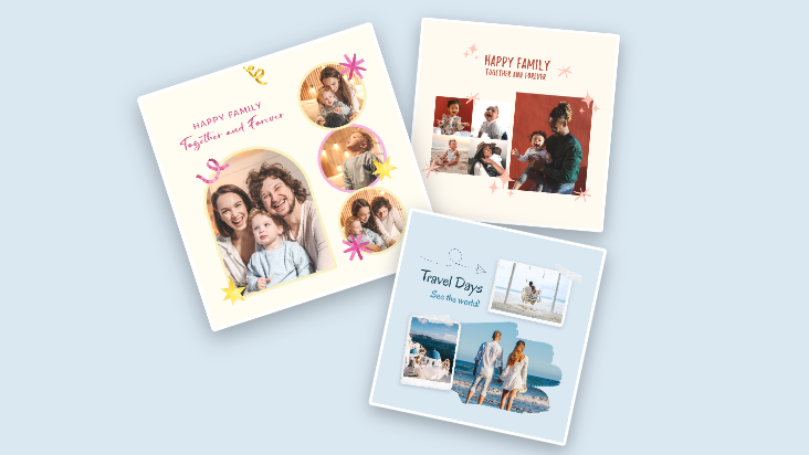 Family photo collage templates on fotor