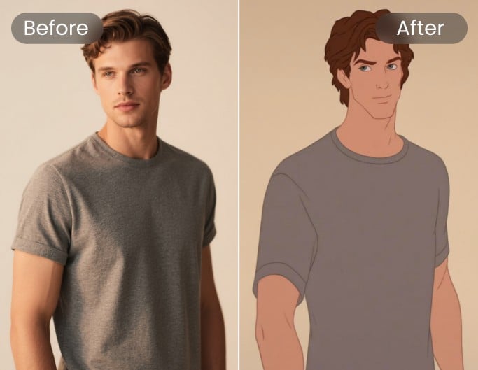 Ein Portät eines Mannes im Fantasie-Anime-Stil umwandeln