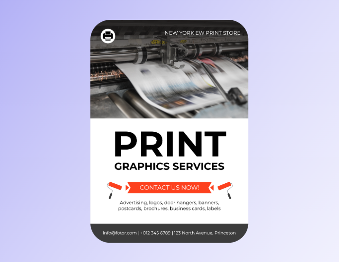 Fotor advertisement flyer template featuring printing service promotion