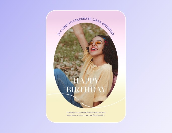 Fotor aesthetic birthday poster templates about a theme of a young girl sitting on a grassland and smiling