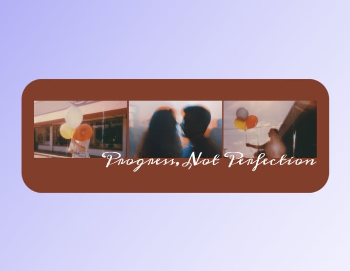 茶色の背景に 3 枚の美しい写真を配置した Fotor の美しい Facebook カバー テンプレート