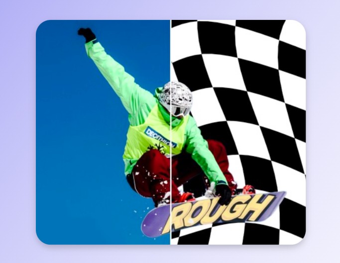 Fotor ai background generator changing backgroound for a skiing man