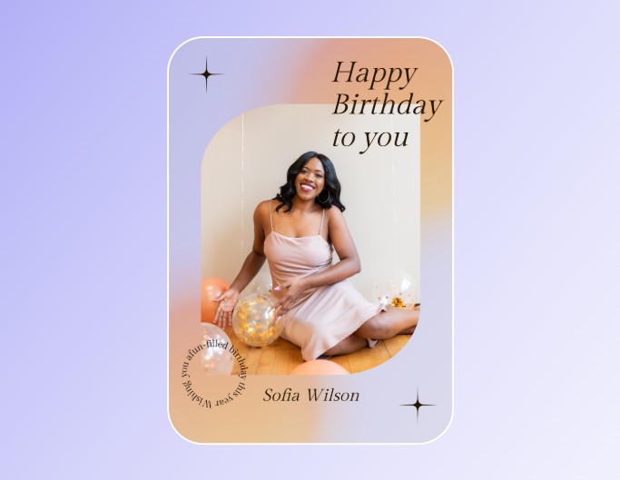 Fotor birthday poster templates for kids about a theme of a mature black girl wearing a white dress and sitting against a wall