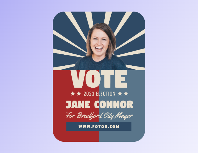 Fotor campaign flyer template featuring a vote for me campaign for a lady in 2023 election