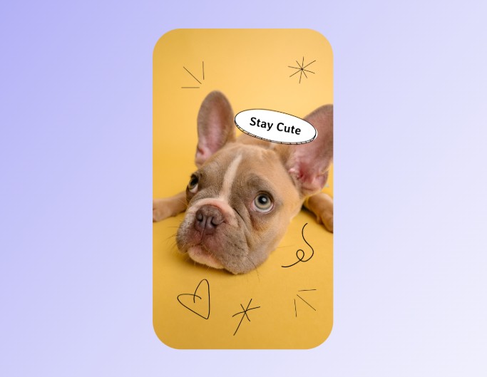 Fotor cute phone wallpaper template with an example of a cute dog lying in a yellow bg