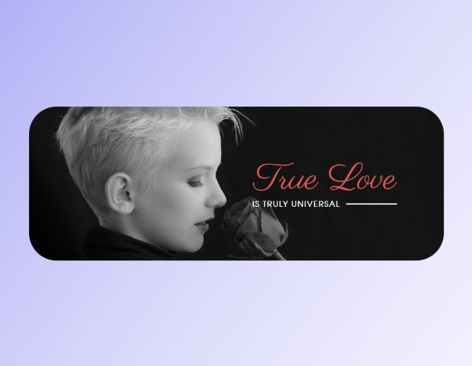 暗い黒の背景にバラの香りを嗅ぐ女性を描いた、Fotor のダークな Facebook カバー テンプレート