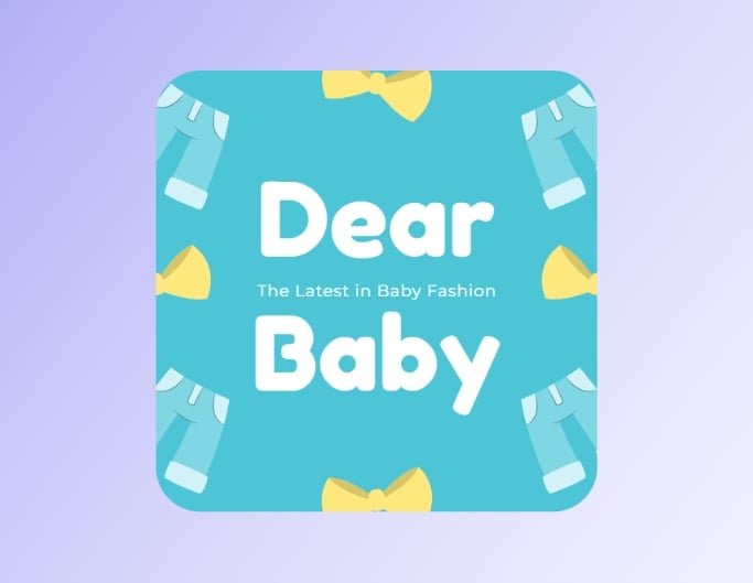 Fotor etsy shop banner template with a dear baby text in a blue bg