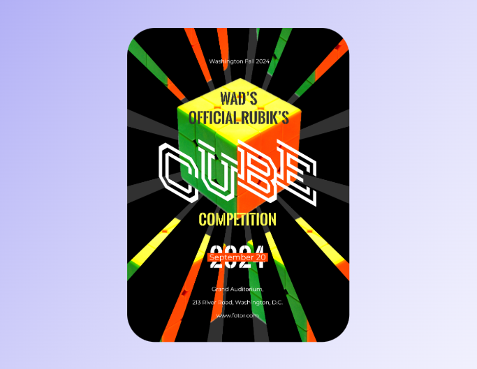 Fotor event flyer template featuring cube competition