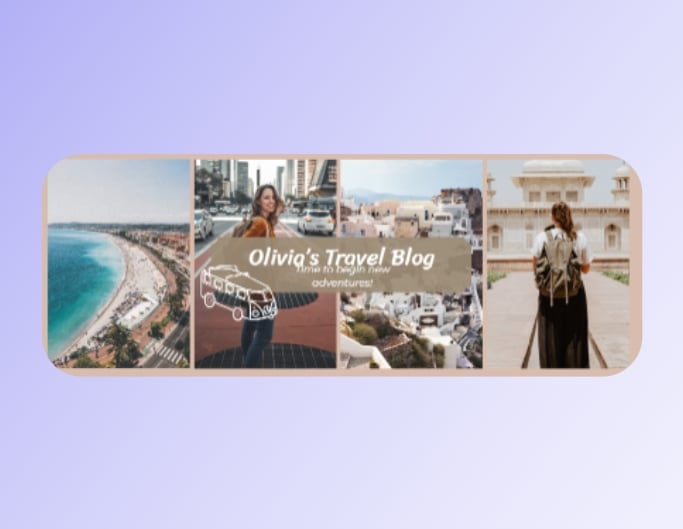 Fotor facebook banner template with a travel log theme on four traveling pictures
