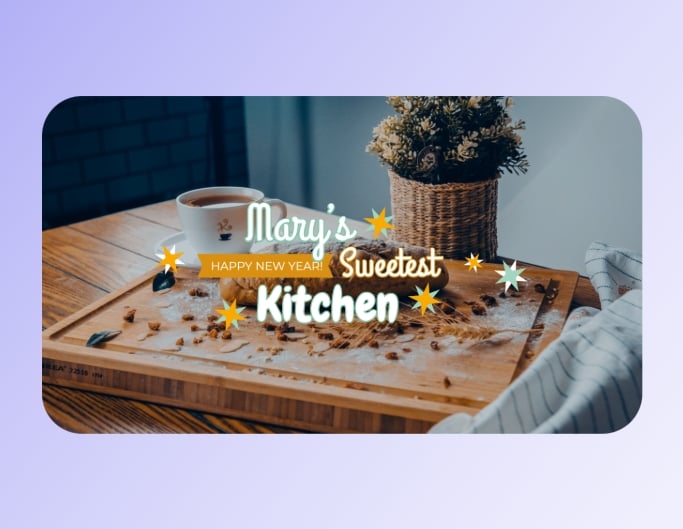 Fotor food yt banner template showing a brown cake on a table