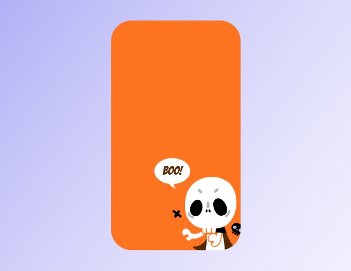 Fotor halloween phone wallpaper template with an example of a cartoon halloween skeleton saying boo