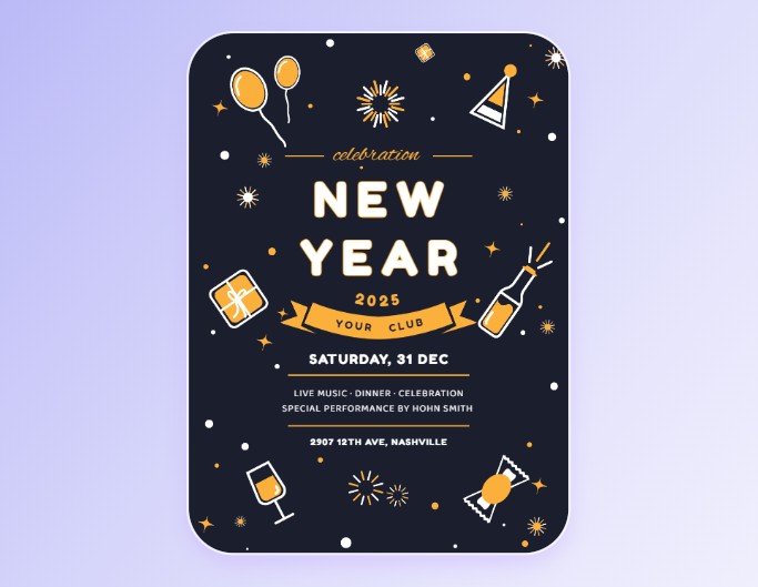 Fotor new year poster template a dark blue new year poster with white text