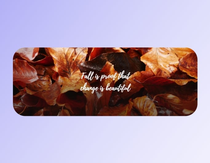 葉っぱでできた背景に秋についての引用文を載せた Fotor 引用 Facebook カバー テンプレート