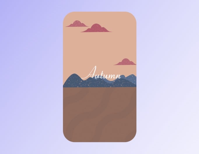 Fotor seasonal phone wallpaper template with an example of a painting version of an autmn mount view