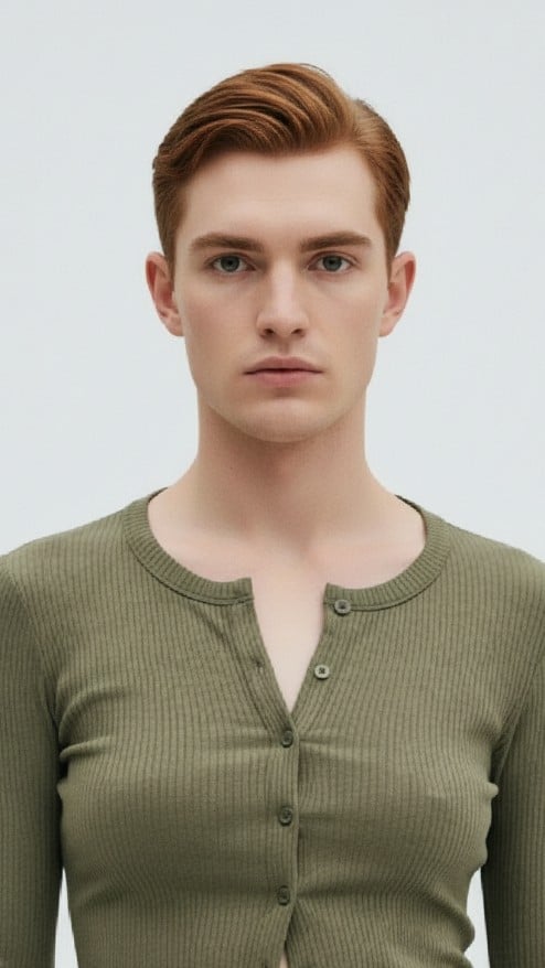 Gender swap funny filter effect for a woman