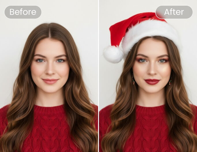 Generate a christmas makeup avatar from a girls photo