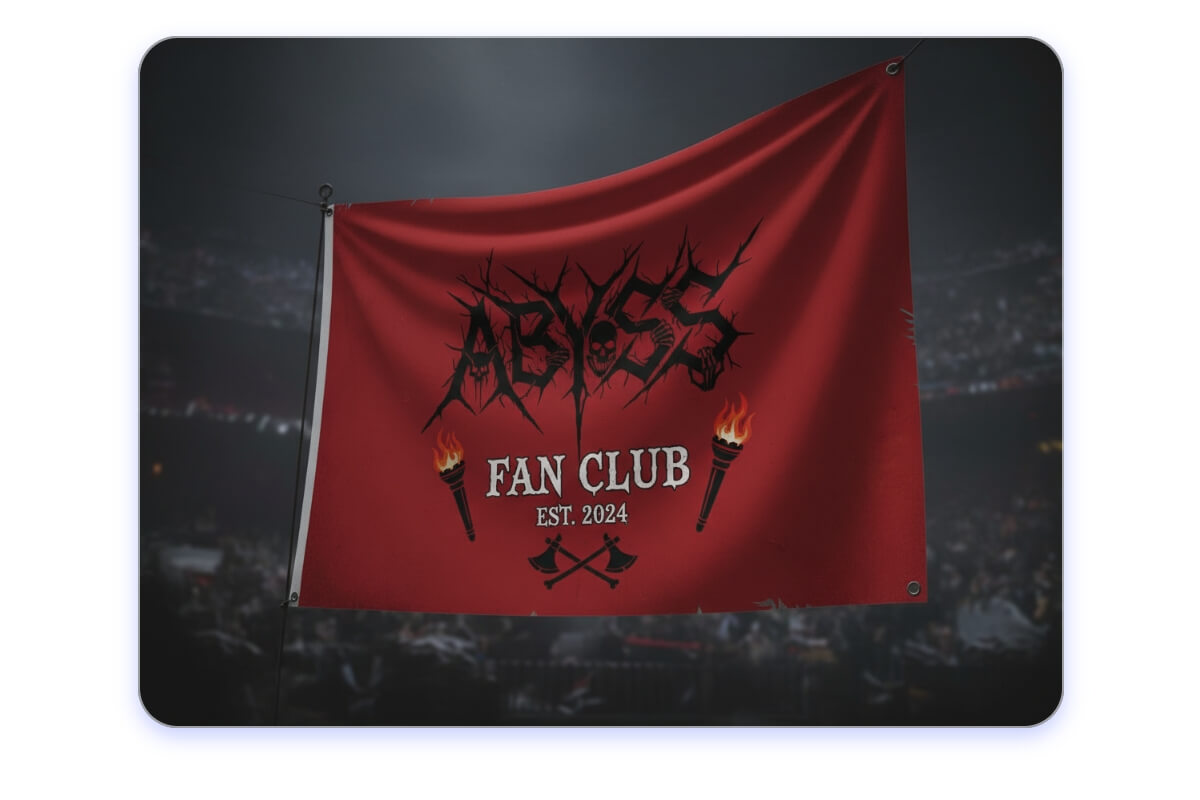 Generate a death metal logo and apply it on a red flag