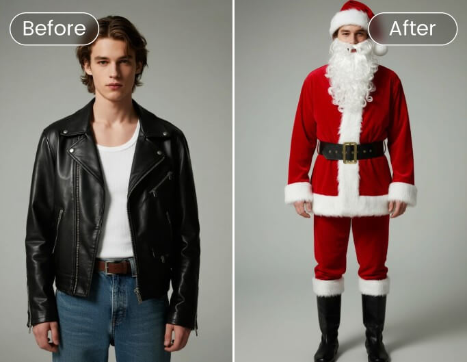 Generate a santa style christmas avatar from a mans photo