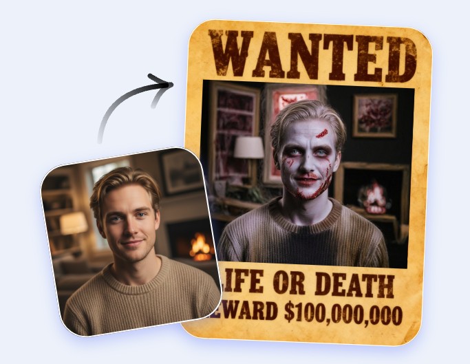 Créer une affiche wanted gratuitement d'un zombie avec Fotor