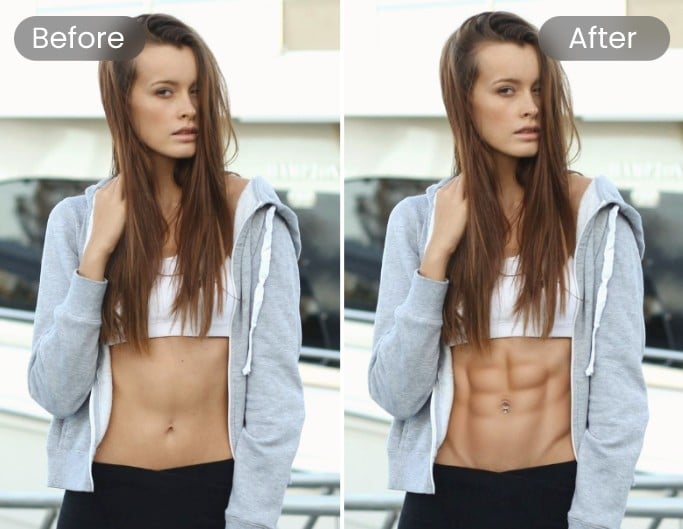 Add abs to girl's photo to generate muscle female photos