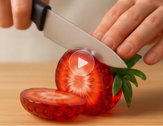 Generate ai asmr glass fruit cutting video from text